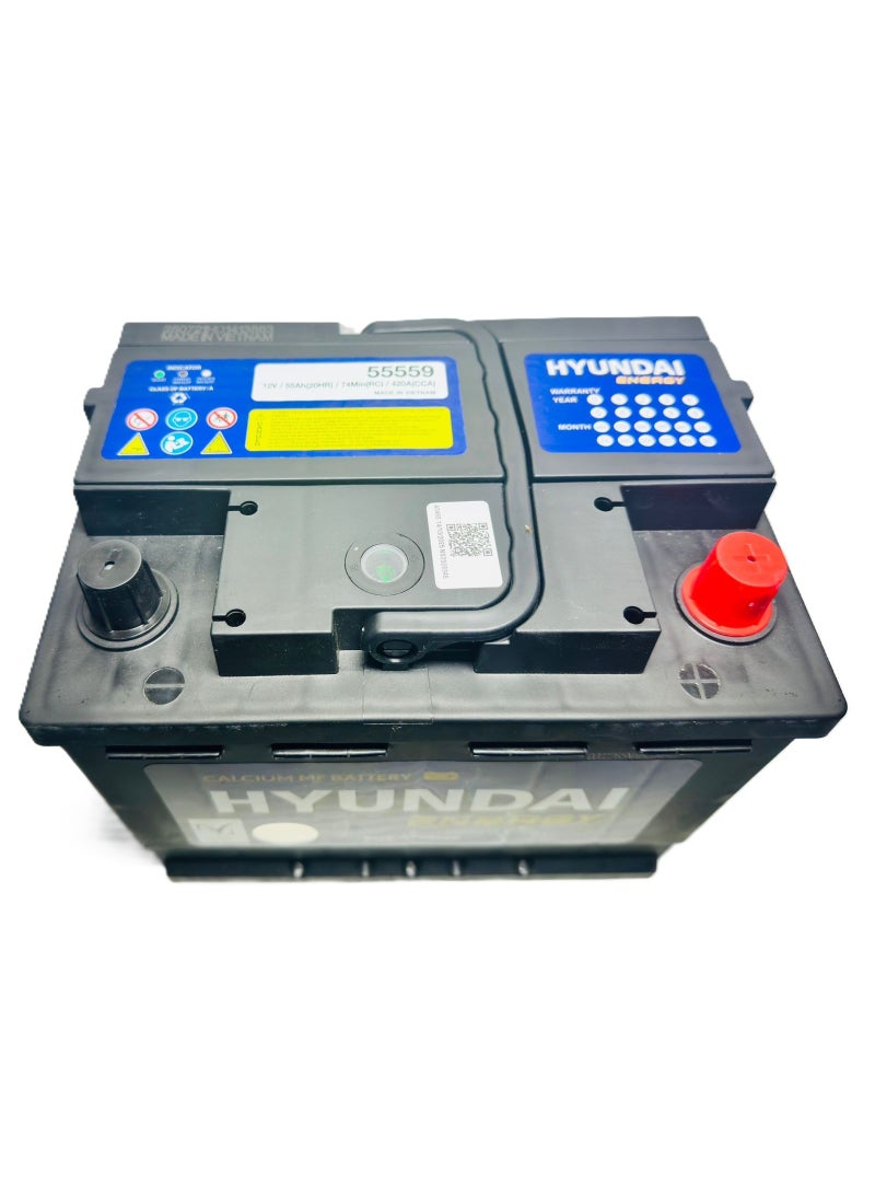 HYUNDAI Car Battery 12V 55AH 480CCA DIN55L / 55559 - Image 2